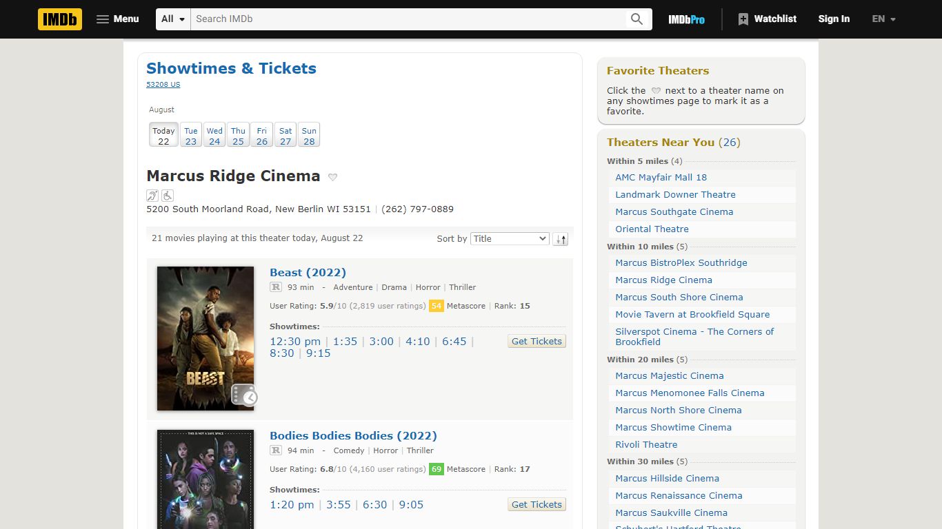 Marcus Ridge Cinema Showtimes - IMDb